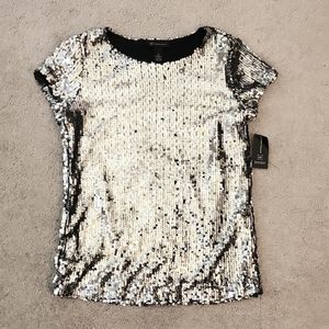 INC International Concepts silver sequin top NWT 2